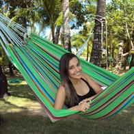 Hængekøje i farverigt stof - Mexico Grøn - Fantastisk til en person