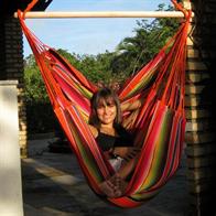 Orange stribet Hængestol i slidstærkt stof og syninger D597