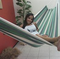 Grønstribet hængekøje i stof fra Brasilien