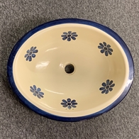 Stor Oval Mexico håndvask | håndmalet blanco con flora 