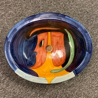 Håndvask med kubisme motiv | Extra stor håndmalet mexicansk håndvask BIG Størrelse 55 x 45 cm.