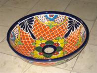 Mexicansk h�ndvask - deco udvendig og indvendig p� vask. 