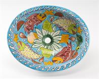 Håndvask med fiskemotiv | Extra stor håndmalet mexicansk håndvask BIG Størrelse 55 x 43 cm.