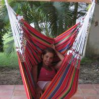 Hængekøjestol i stof med Mexico design