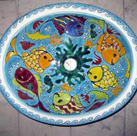 Farverig Mexicansk Håndvask med glade fiske motiver