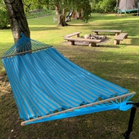 Outdoor stribet hængekøje i turkis og sandgrønne striber Tenda80cm