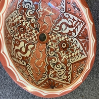 Terracota håndvask BIG Oval 55 x 46 cm fra Mexico i stjerne look