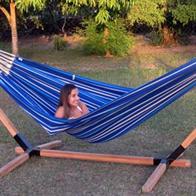 Mega stort hængekøjestativ med slidstærk stof-hængekøje